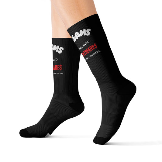 Adults Dreams Turn Into Nightmares - Black Crew Socks